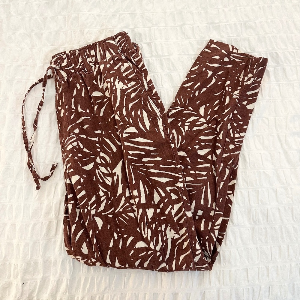 Old Navy Palm Print Linen Blend Drawstring Pants